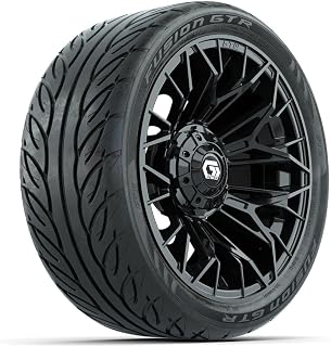 GTW Stellar Black Wheels with Fusion GTR Street Tires, 14 inch, Set of 4, 205/40-R14