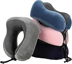 Almofada de Pescoço em Espuma de Memória Formato U - Preto | Travesseiro Com Conforto para Viagem, Avião, Carro e Casa | Apoio Ergonômico Portátil | Exlusividade Izal®