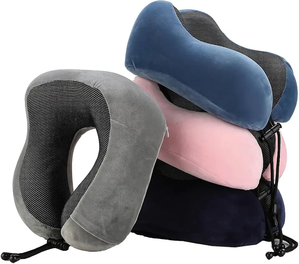 Almofada de Pescoço em Espuma de Memória Formato U - Cinza Claro | Travesseiro Com Conforto para Viagem, Avião, Carro e Casa | Apoio Ergonômico Portátil | Exlusividade Izal®