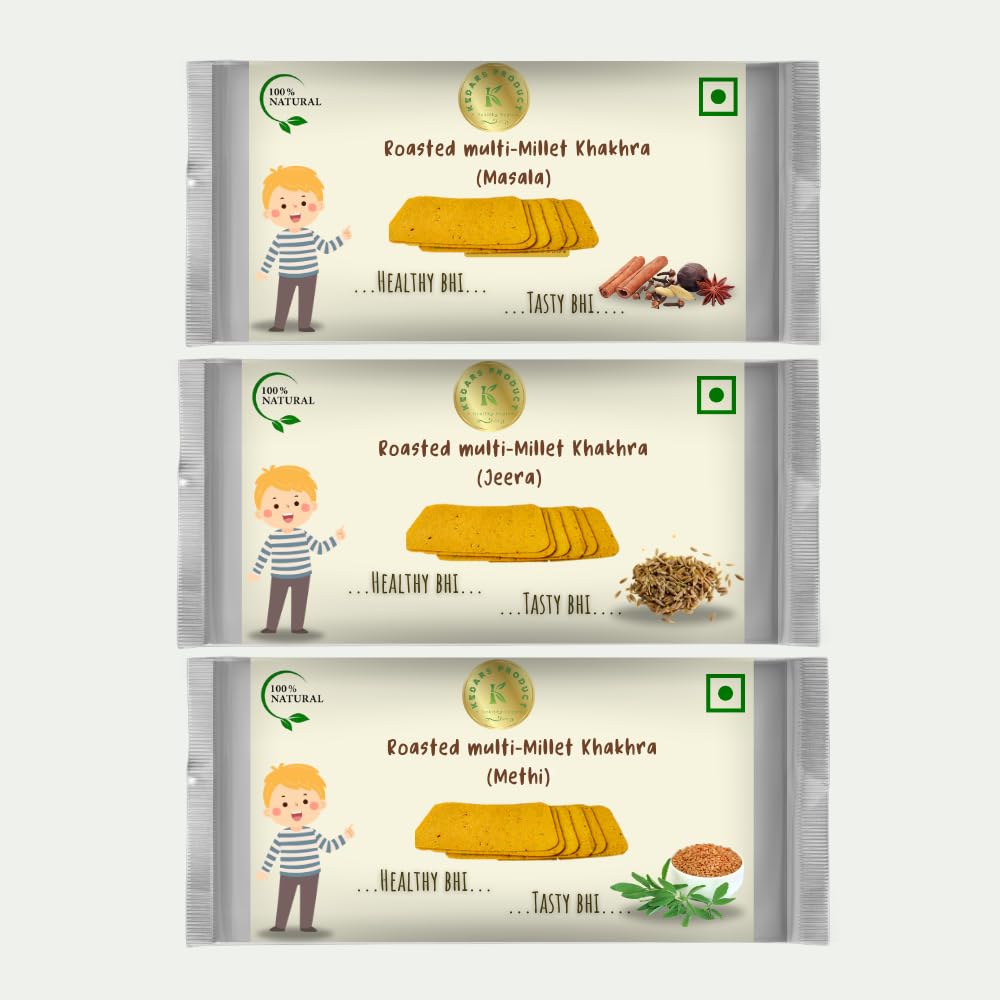 Roasted Hand Made mix millet khakhra combo 180 gram (Masala+Jeera+Methi - 60 gram each) (B0CLHBN1VB) Amazon Price History, Amazon Price Tracker