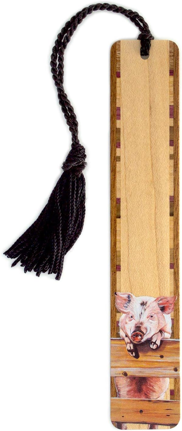 Pig - Color Painting by Mary Beth Ihnken - Handmade Wooden Bookmark - Also Available with Personalization - Made in USA