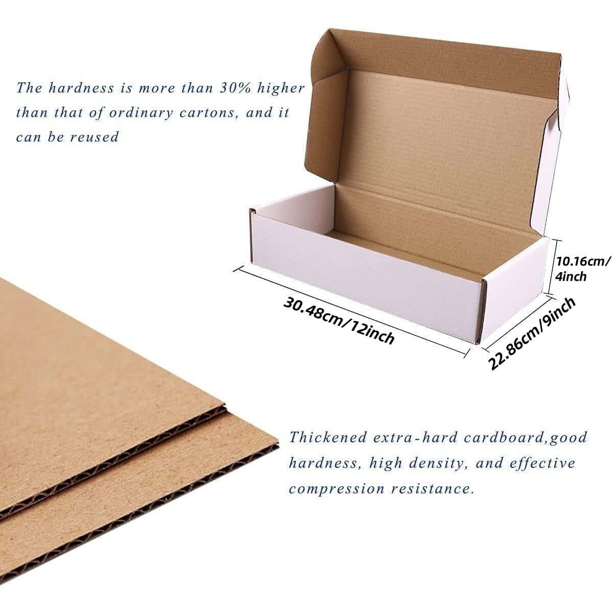 Shipping Boxes, kartony wysyłkowe z wykwintną etykietą pieczęci. Odpowiednie opakowanie e-commerce, opakowanie wysyłkowe (12"x9"x4" 20 szt. White)