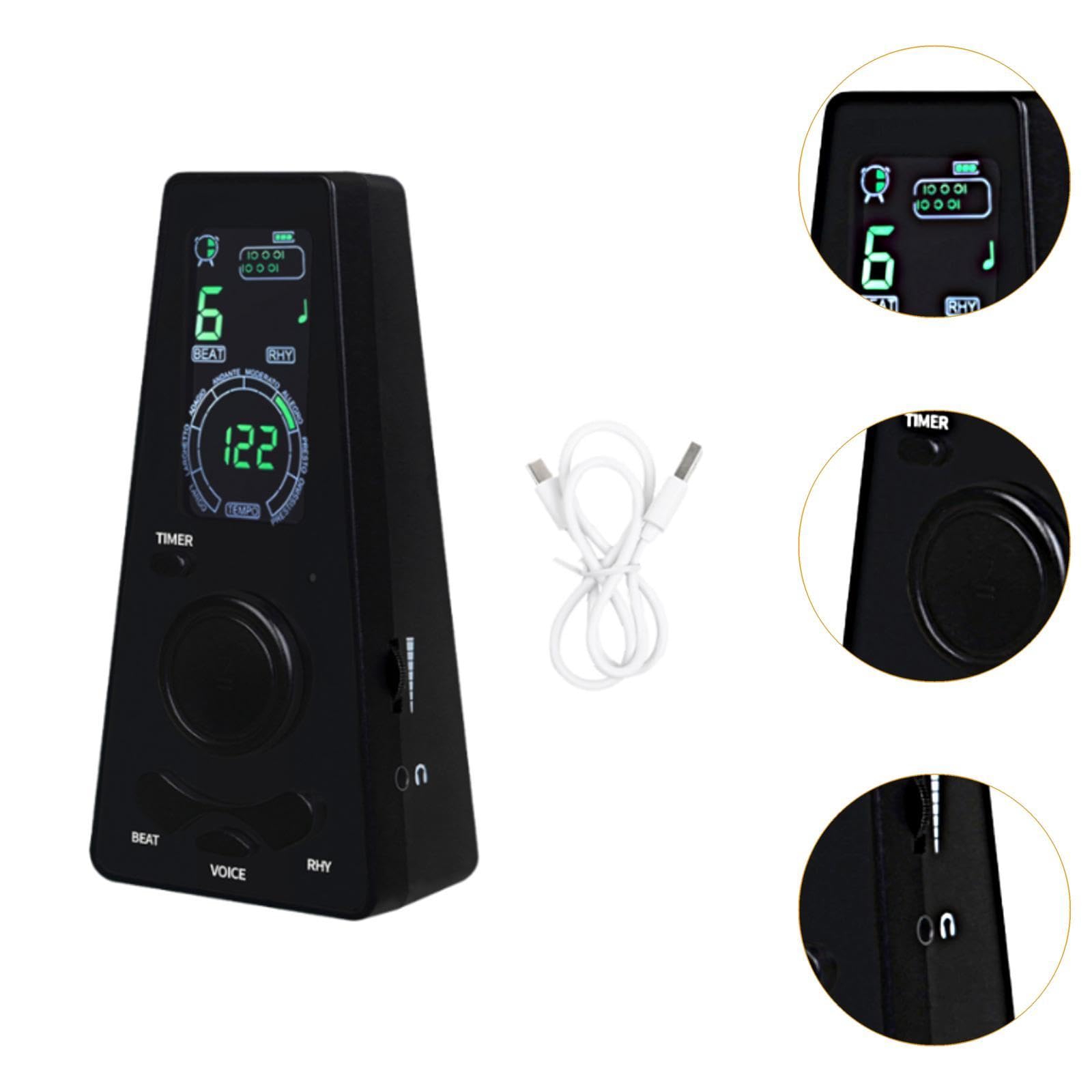 Métronome électronique avec Réglage de La, Léger et Multifonctionnel, Accordeur pour Enfants et Guitares, Idéal pour Les Performances En Direc, Noir