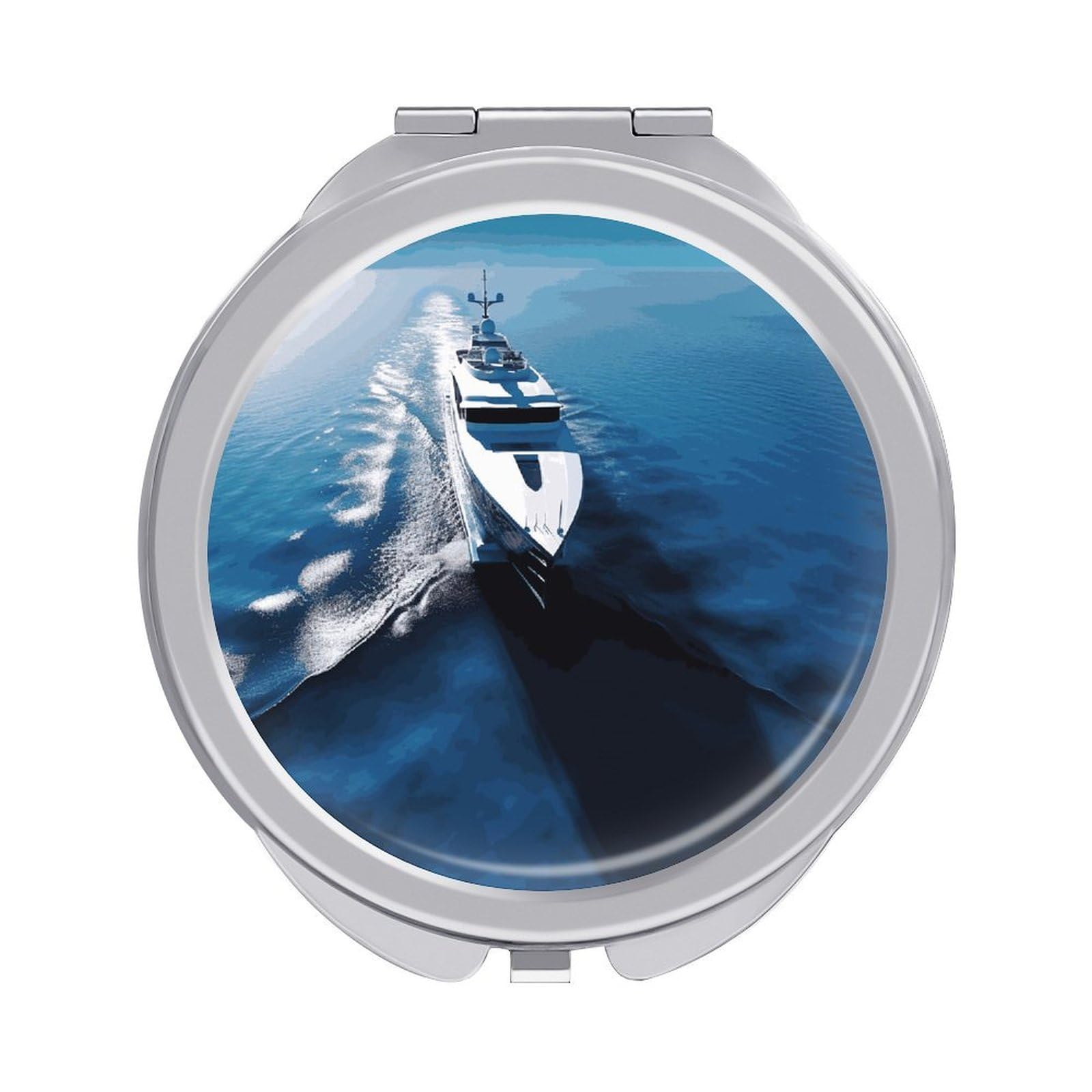 VstaDank Yacht Compact Mirror for Purses Round Fashion Travel Makeup Mirror 2X /1x Magnifying Double Sides Mini Mirrors Portable Pocket Mirrors for Handbag Purse Women Gift