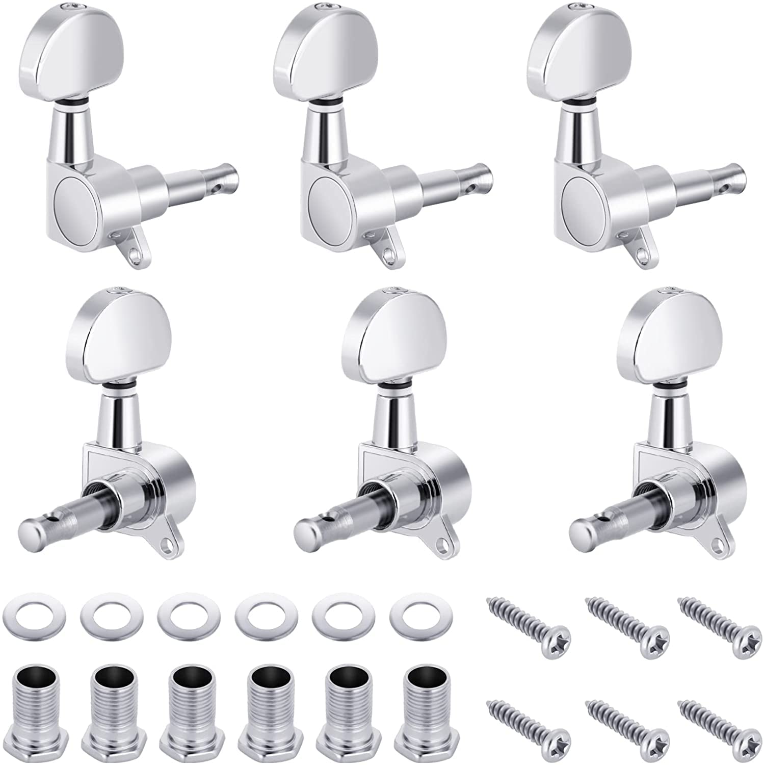 DEVICE OF URBAN INFOTECH 6 Pieces Guitar String Tuning Pegs Guitar Keys for Acoustic Guitar Machine Heads Knobs Tuning Keys for Acoustic or Electric Guitar, Chrome (3 for Left + 3 for Right)-picture-30