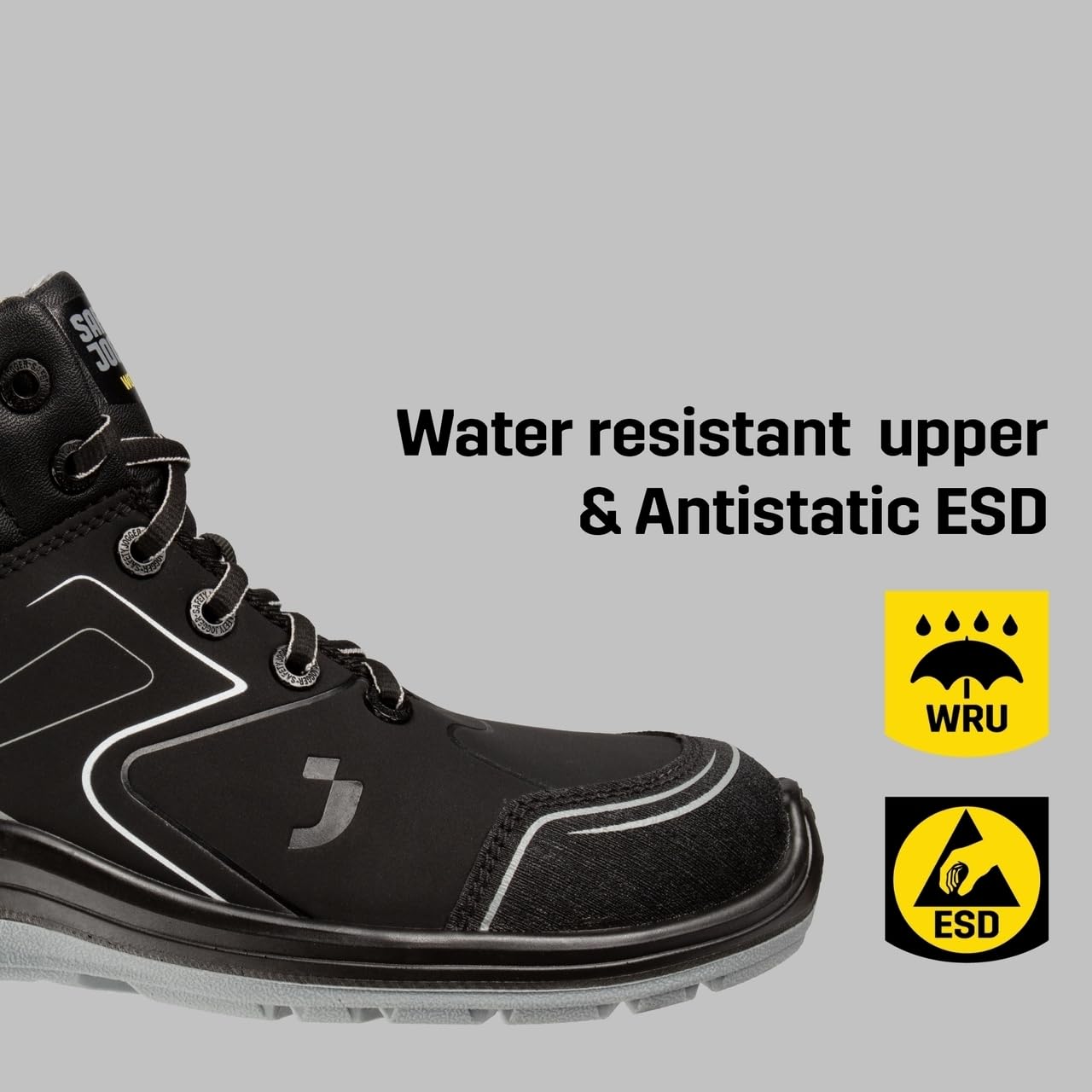 SAFETY JOGGER S3 Chaussures de Sécurité pour Hommes - Flow Mid - Chaussure de Travail Antidérapante, Résistante à l'eau, Confortable et ESD, Embout en Composite, sans Métal, Aussi pour Femmes