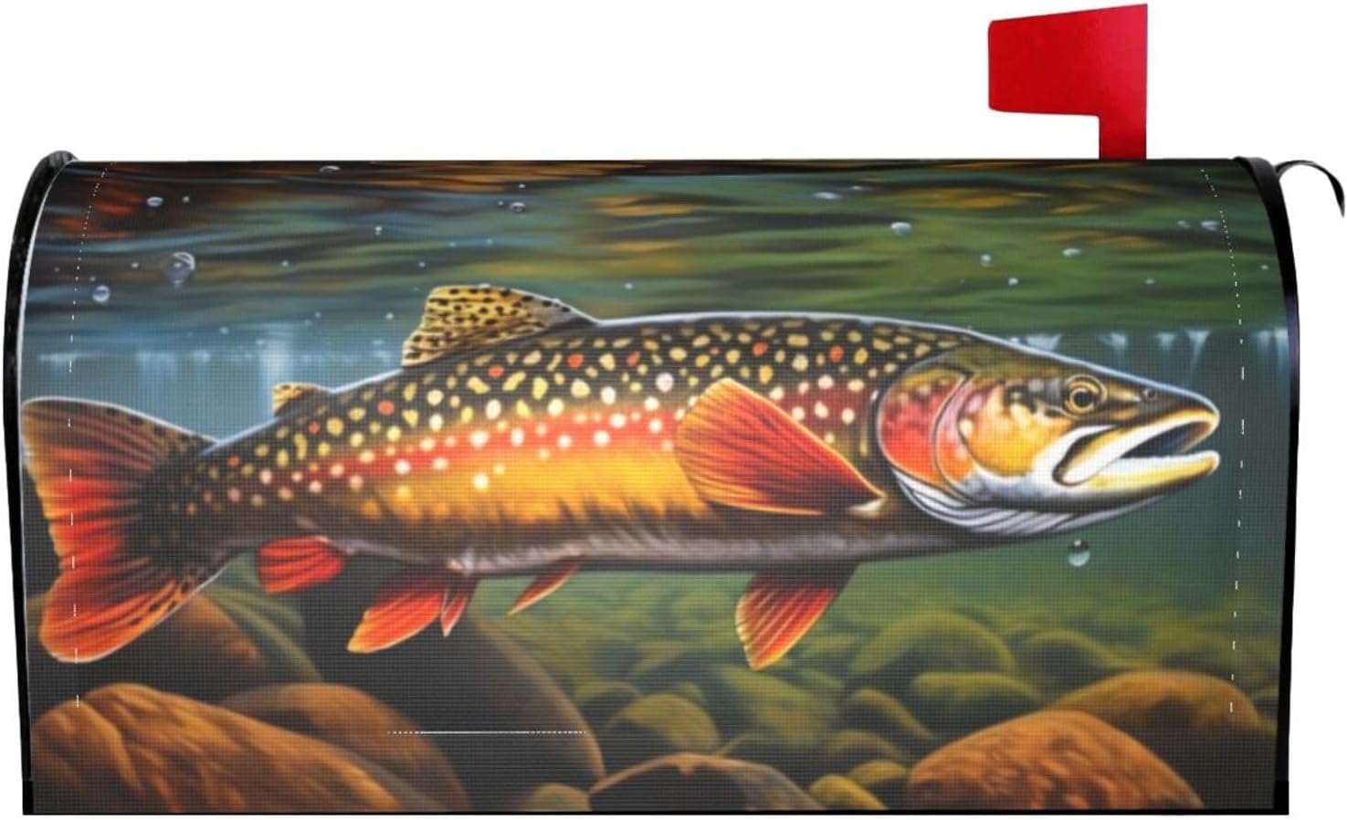 KIROJA Brook Trout Fly Fishing Print Mailbox Cover-Magnetic Mailbox Protector Cover,Post Box Cover for Garden Yard Outdoor Decor