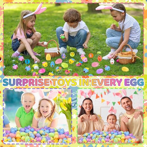 PURPERCAT 360 Pcs Easter Prefilled Egg Set,120 Plastic Eggs with 240 Mini Toys & Stickers Easter Hunt Basket Stuffers, Party Favors for Kids Classroom Prize Supplies,Gift for Girls and Boys by PURPERCAT - Image 6