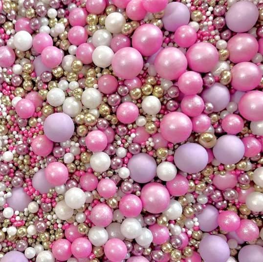 Luxury sprinkles Pink lilac purple metallic Gold White pastel Sprinkles cupcake cake topper pearls 100s 1000s valentines Mother’s Day wedding decoration party baby shower WITH LOVE
