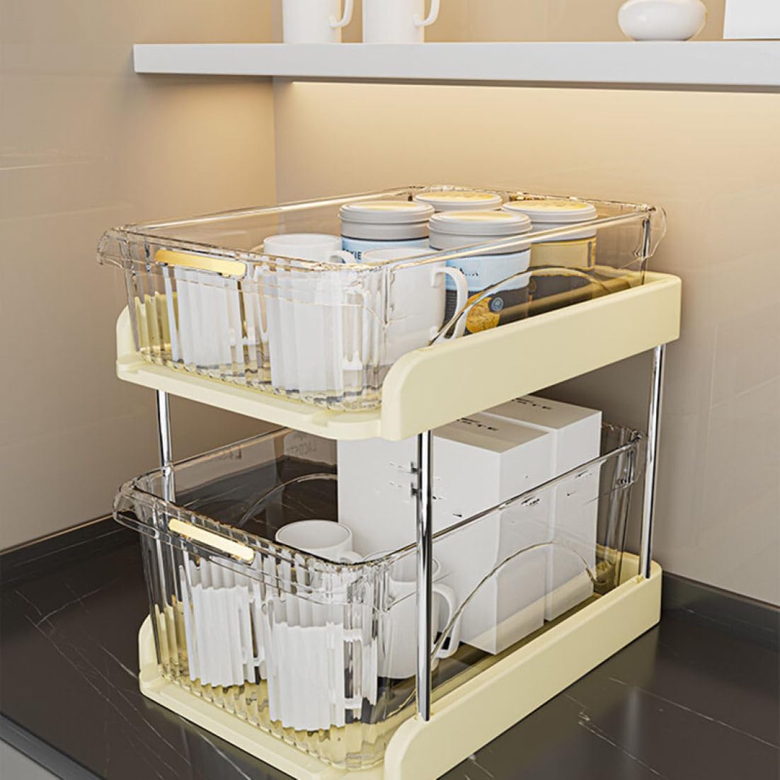 収納ボックス 卓上収納ラック スタイル1 25.5*36*38 大容量 化粧品収納 デスク上置き棚 オープンシェルフ 机上ラック 整