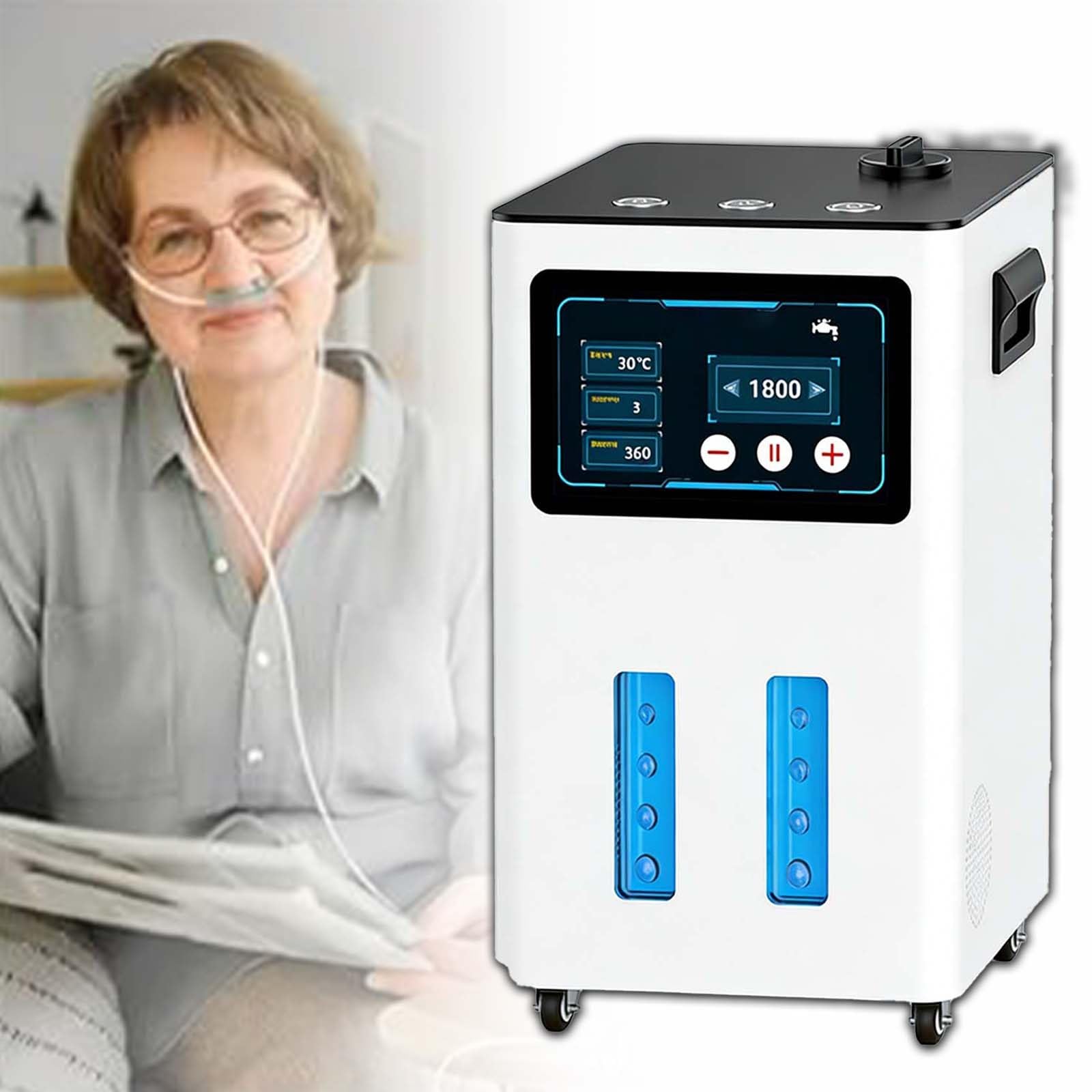 Inhalator Wodorowy Z 99,99% Czystym H2, 3-Wyjściowy Inhalator H2 Do Użytku Domowego, Inhalator Browns Gas, Maks. 4200 Ml/Min, 7-Stopniowa Separacja, Automatyczne Uzupełnianie(White,1200ml/min)