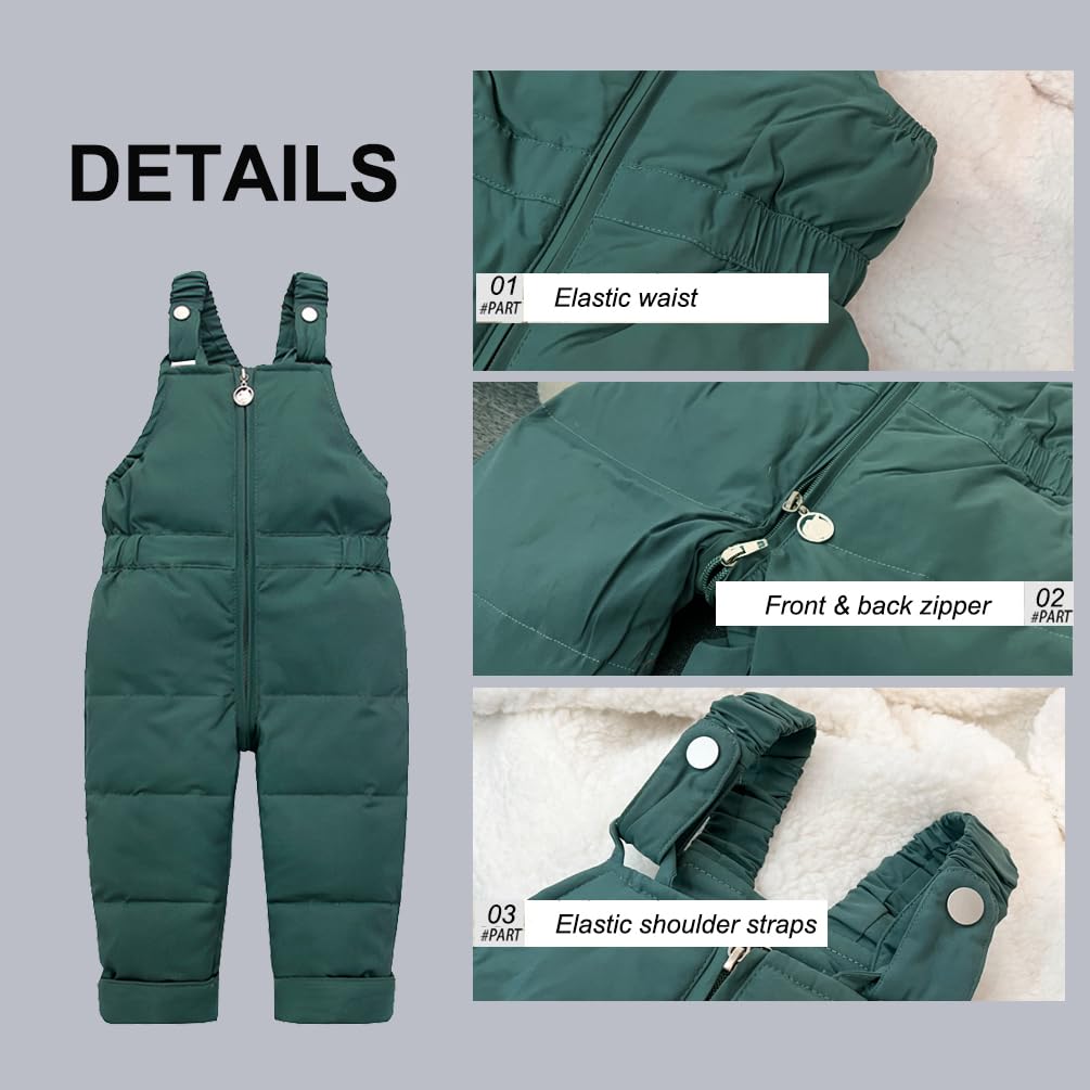 Combinaison de Neige Fille Garçon Doudoune à Capuche + Pantalons de Ski Enfant 2PCS Ensemble de Doudoune pour Bébé d'hive Enfant Doudoune Manches Longues