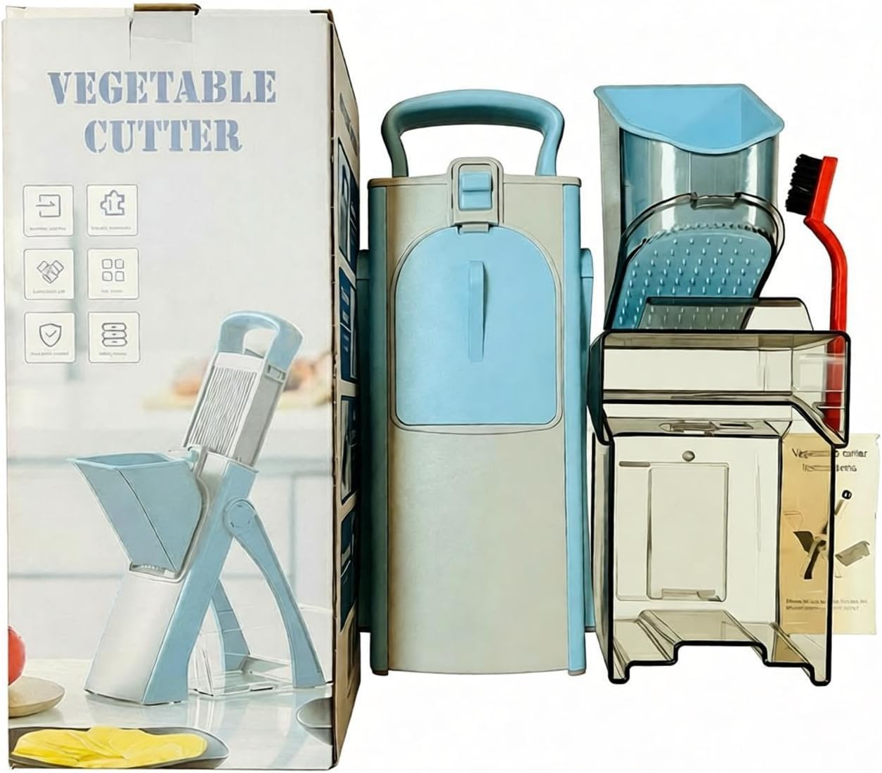 New Mandoline Slicer for Kitchen,Potato Slicer Thickness Adjuster,Veggie Onion Dicer Faster Kitchen Mandolin for Meal Prep, safe Vegetable Chopper and slicer vegetable cutter,French Fry Cutter, (Blue)