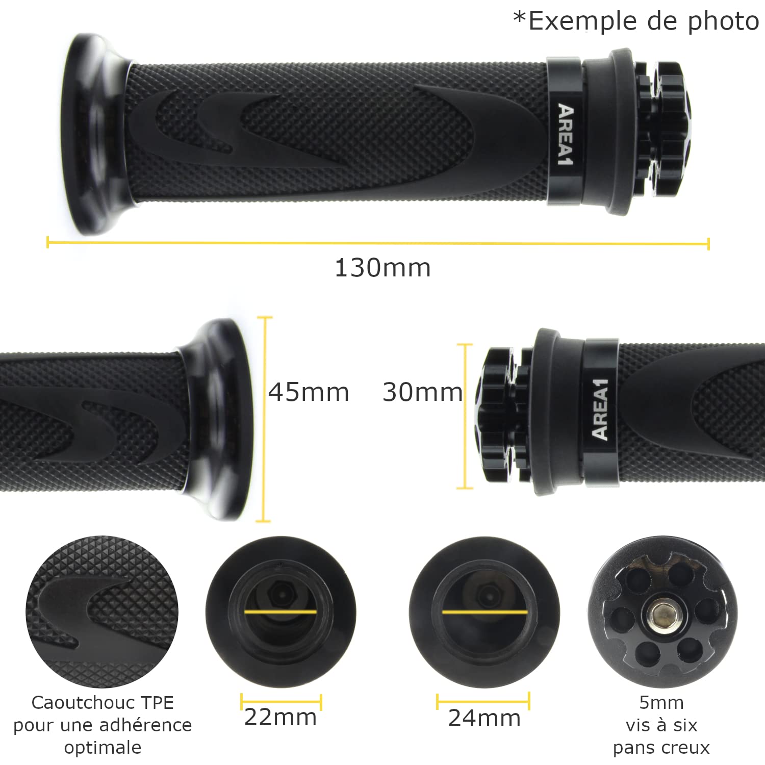 Area1 Poignées de Guidon Universelles 22/24-25 mm Moto Poignée en Caoutchouc, Antidérapantes, RS Orange, Compatibles avec KSR