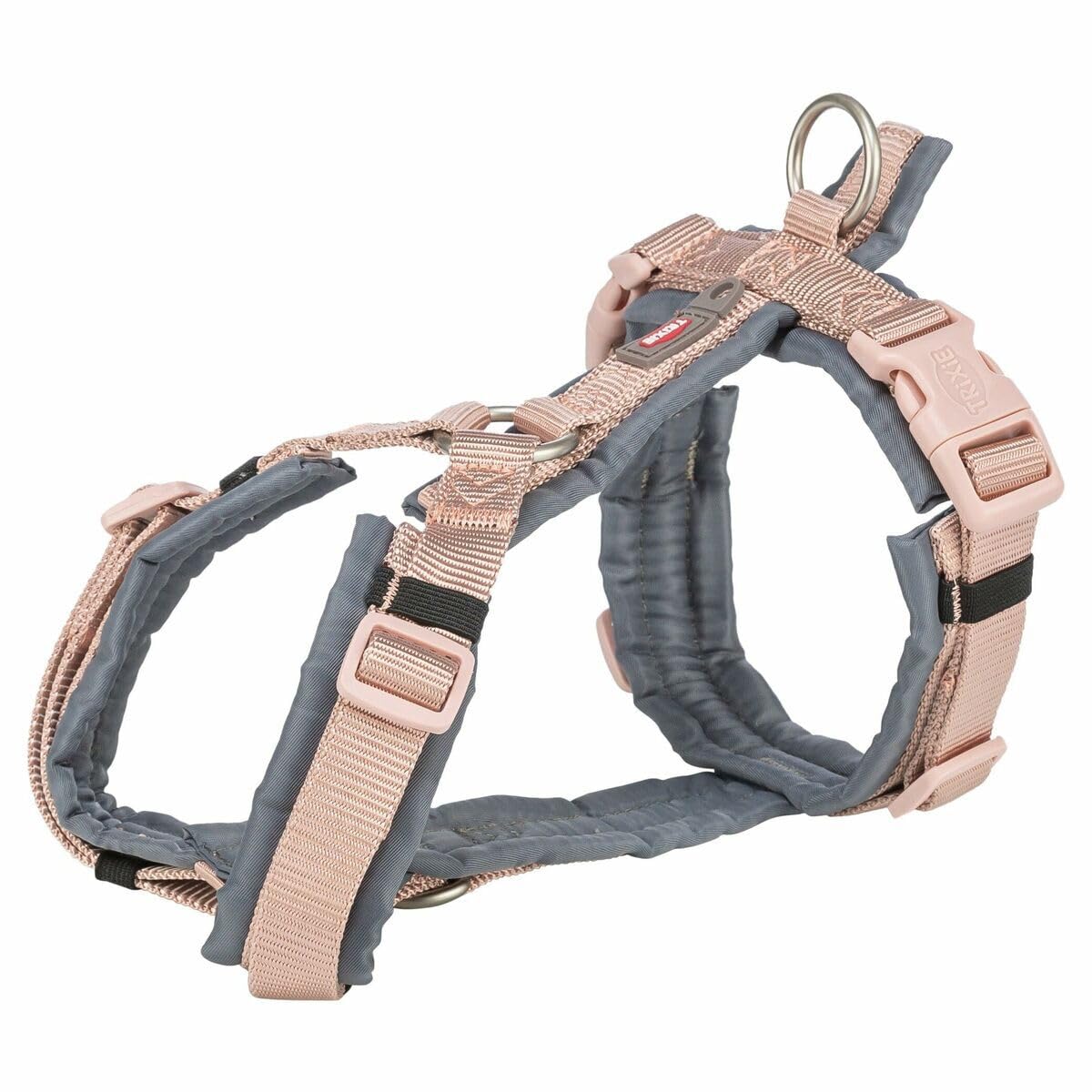 TRIXIE Premium Trekking harness, S: 36–44 cm/15 mm, blush/graphite
