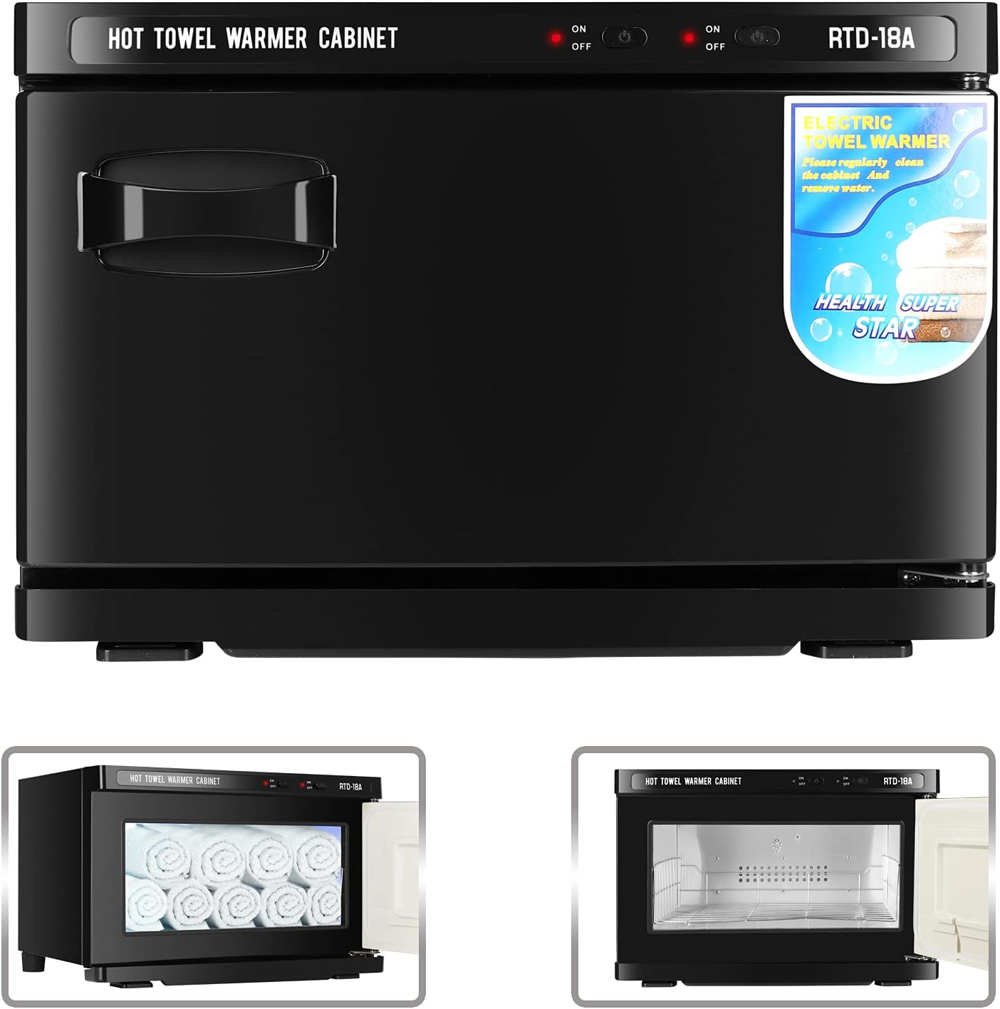 Artist hand Hot Towel Warmer for Spa, 18L Large Capacity Spa Towel Warmer Cabinet Fast Heating, Stainless Steel Rack, for Bathroom, Esthetician, Salon, Facial, Family Use (18L, Black) - Image 4