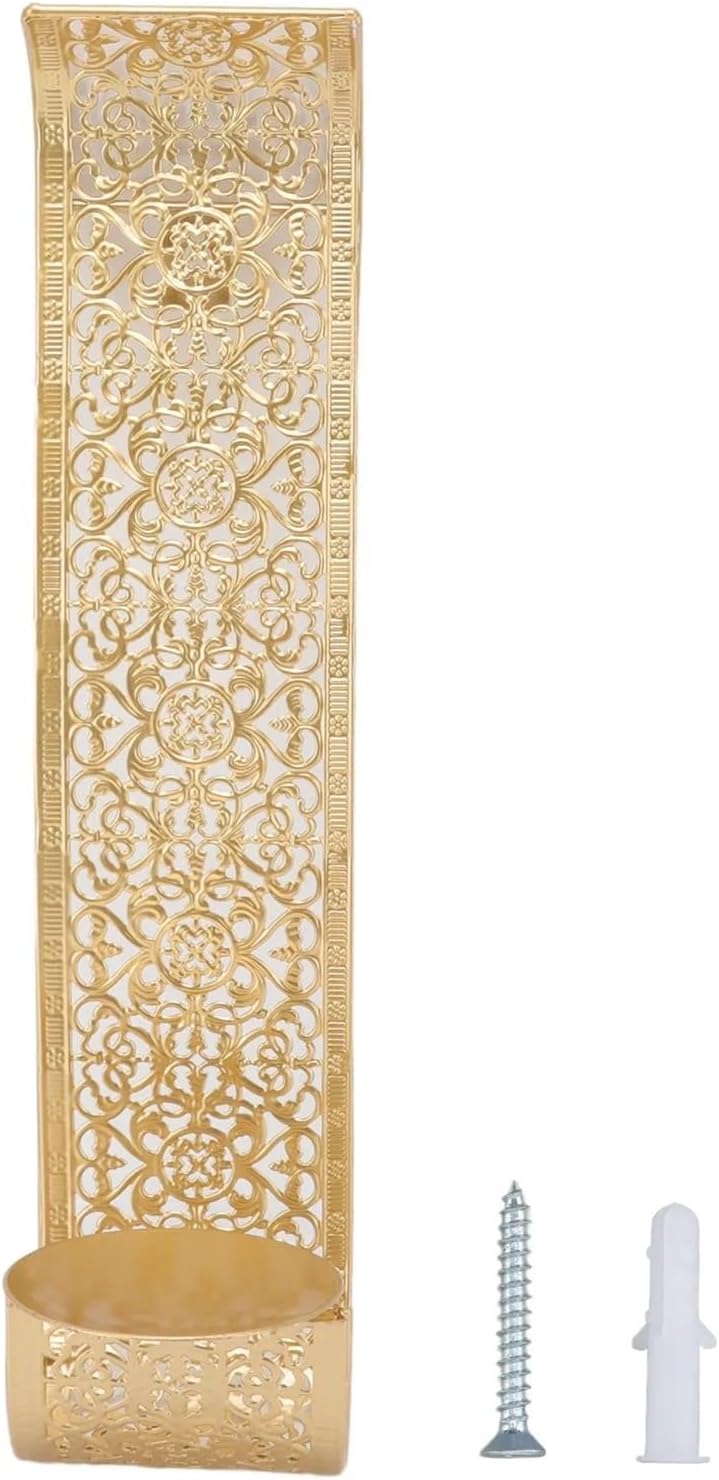 Wall Sconce Candle Holder Gold Hollow Carved Exquisite Details Metal Candlestick for Home Bedrooms for Living Room