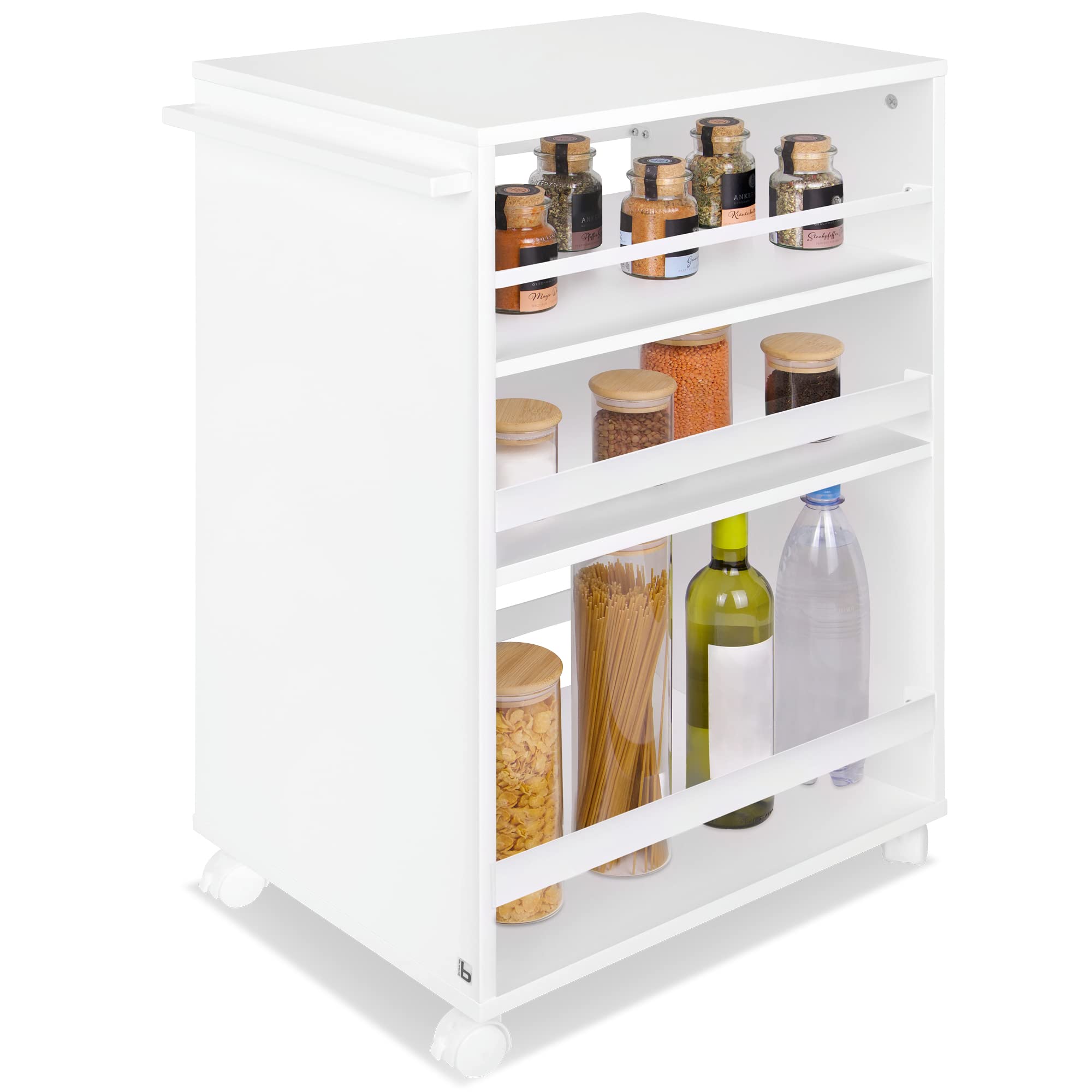 bomoe Kitchen Cart Serving Trolley Wheels 3 Adjustable Levels FSC® Wood