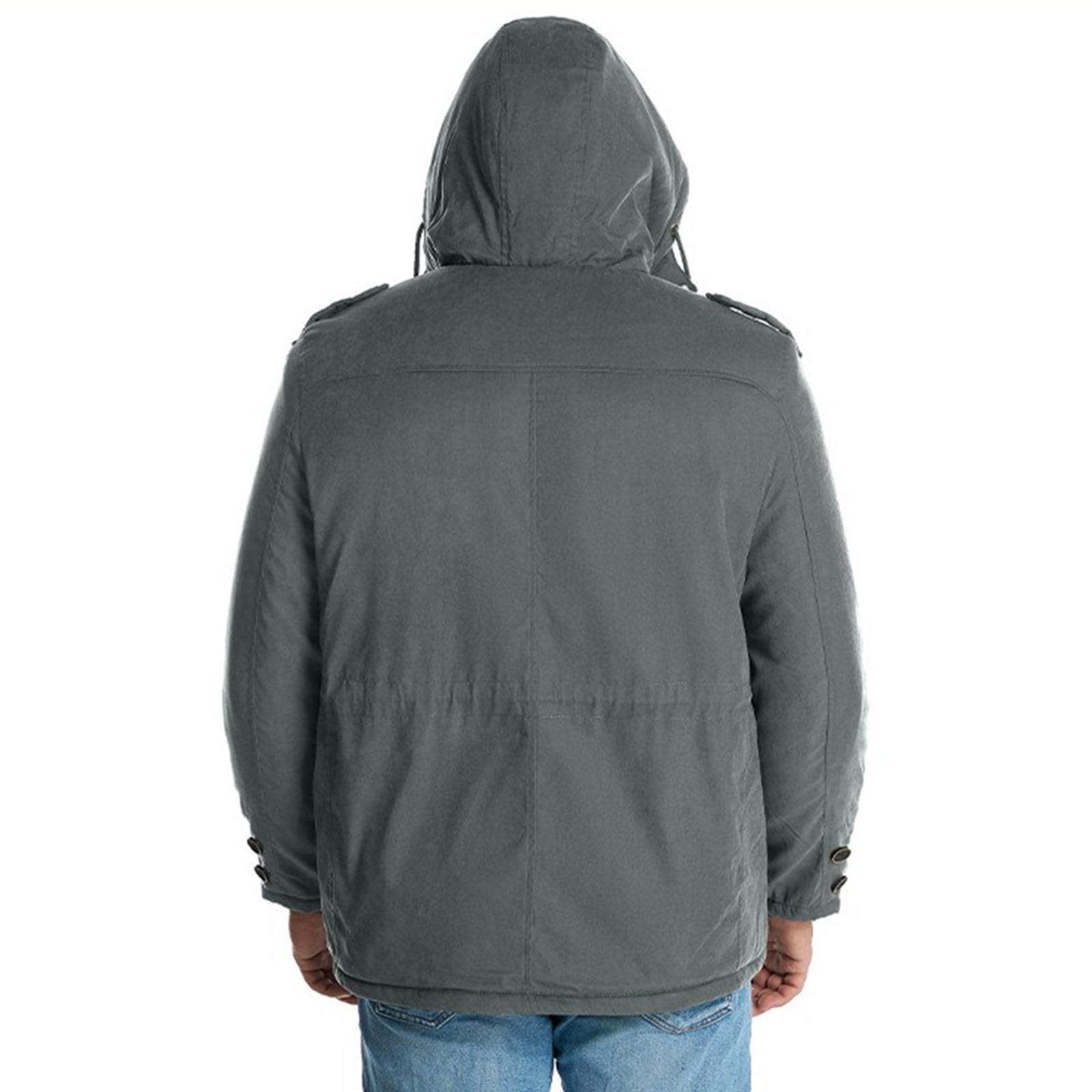 Chaqueta de invierno con capucha para hombre, forro polar, de algodón grueso, chaqueta militar con bolsillos tipo cargo, abrigos de trabajo