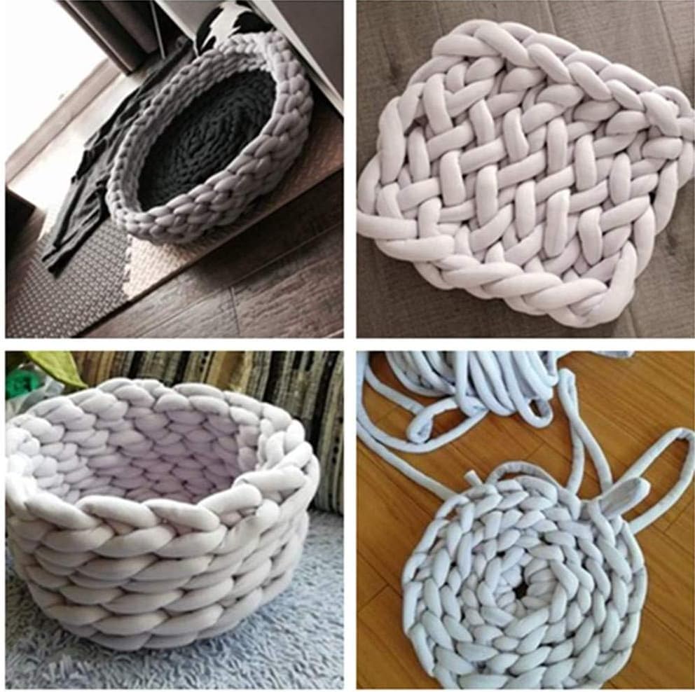 Super Chunky Vegan Yarn, Acrylic Bulky Thick Roving Washable Softee Chunky Yarn for Arm Knitting DIY Handmade Blankets (Grey, 20m)