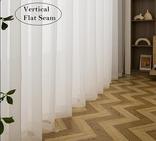 Miniatura 5 de PI - Cortinas traslúcidas con paneles pequeños, cortina transparente para ventana de cocina, mirador, 2 paneles (52 pulgadas de ancho x 63 pulgadas