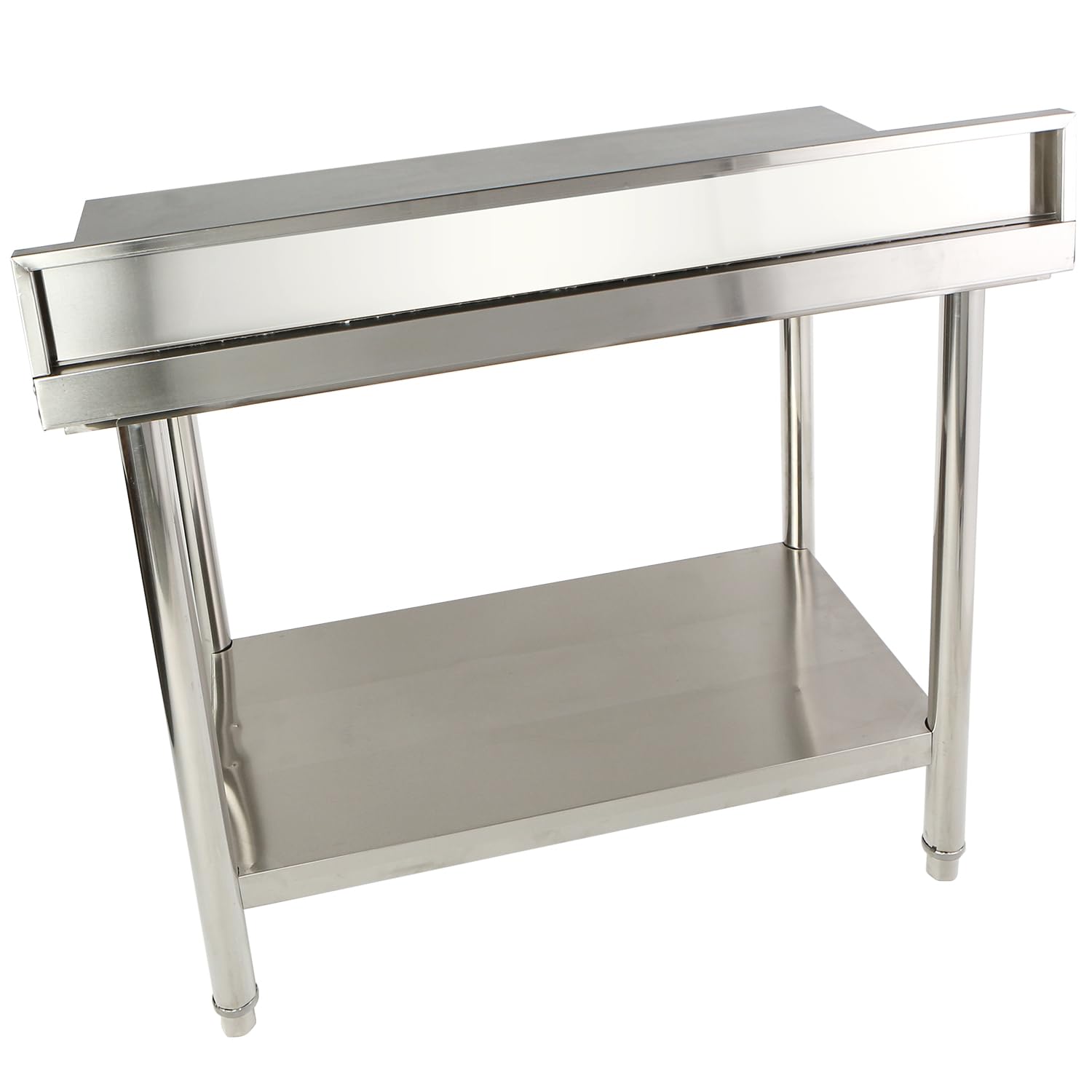Mesa de trabajo de cocina de acero inoxidable - 120 x 85 x 60 cm con borde - Mesa de gastronomía con capacidad de carga hasta 250 kg - Mesa de cocina de acero inoxidable para gastronomía con