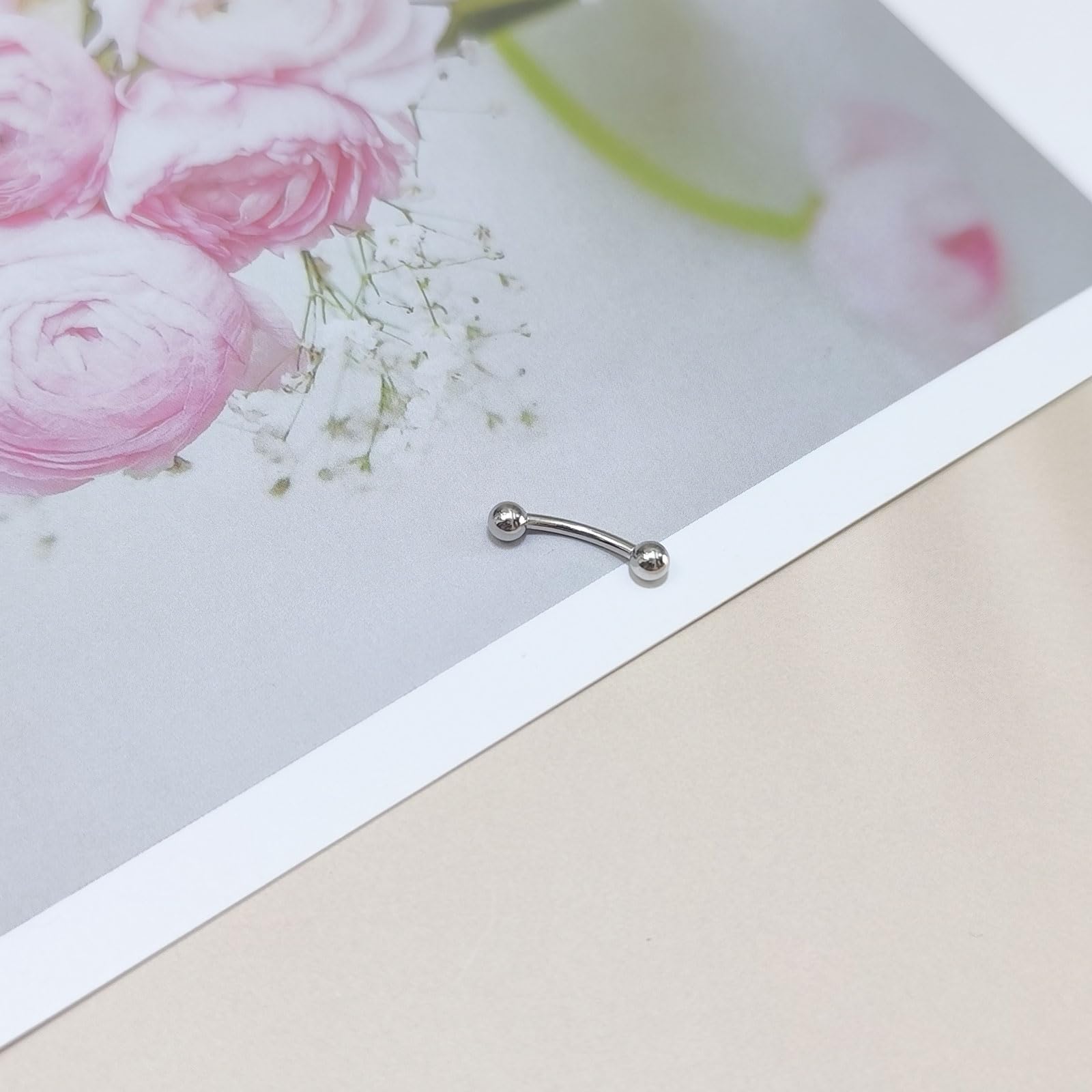 925 Plata de ley Curva Barbell Piercing Ceja Vertical Labret Labio 16G Rook pendiente Piercing 6/8/10mm