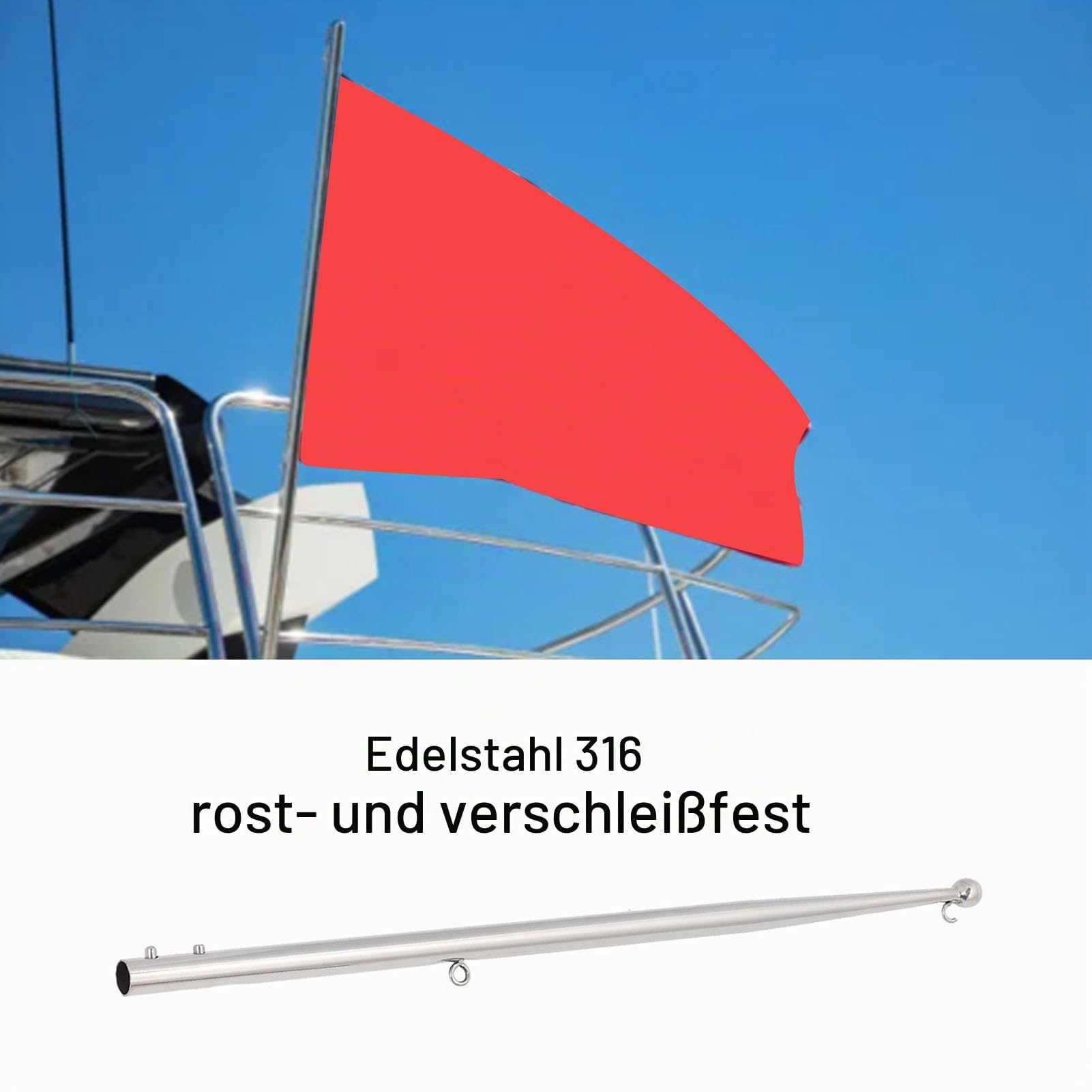 Akozon Boot Fahnenmast Stall 316 Edelstahlschiene für Marineyacht -Wohnmobile (Kleiner Ballkopf 20mm / 0,8 Zoll)