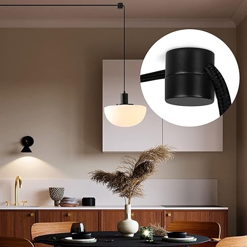 Miniatura 8 de Paquete de 3 ganchos de metal para luces colgantes de techo, gancho de luz colgante para lámpara, ganchos de techo negros, lámpara de bricolaje