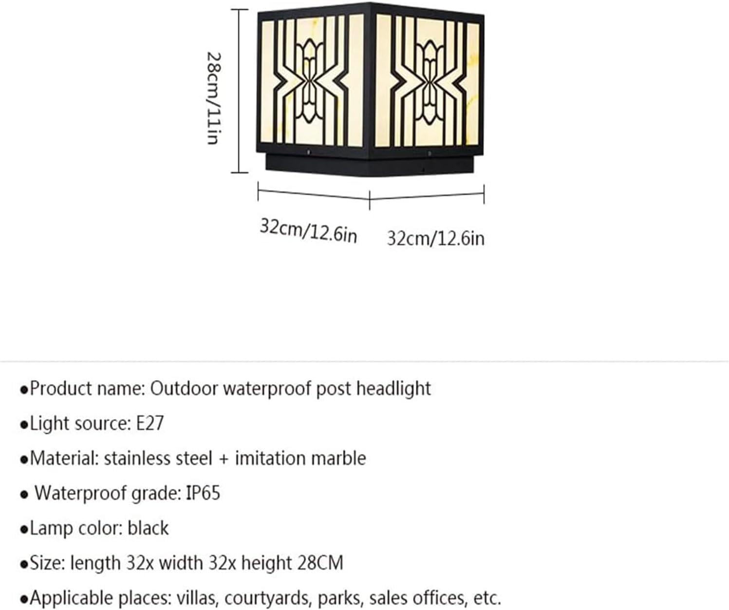 Lampa ścienna Zewnętrzna lampa solarna LED Akcesorium Słoneczne światło słupowe LED Zewnętrzne oświetlenie uliczne trawnik ogród LED Kwadratowe oświetlenie filarowe Patio Paisa