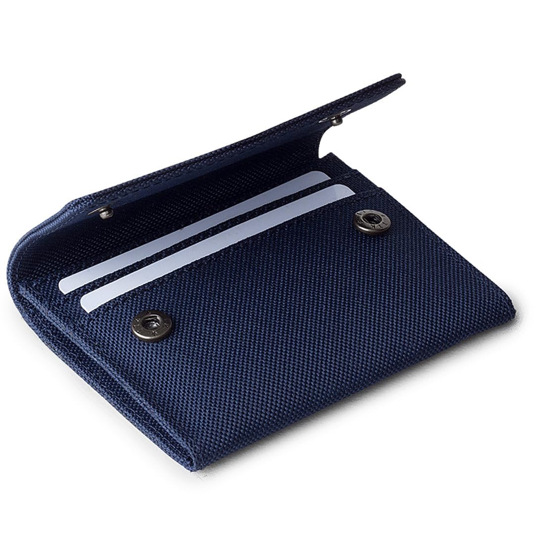 DailyObjectsBlue Women's Flip Top Card Wallet | Made with Ballistic Nylon Material | Carefully Handcrafted | Holds up to 5 Cards | Slim and Easy to Fit in Pocket | Safety with Button Closure