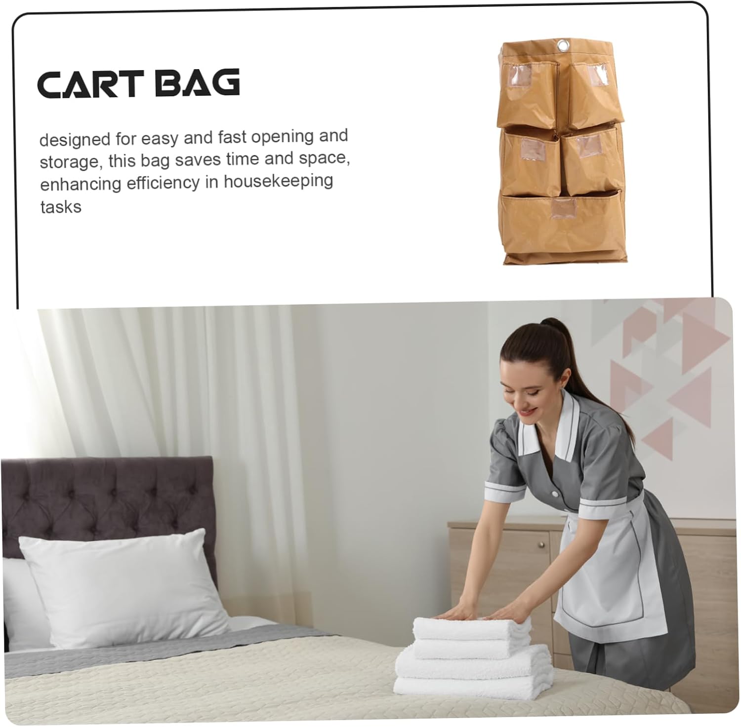 High Capacity Cleaning Cart Organizer with Efficient Rolling Caddy Bag for Housekeeping and Janitorial Services for Hotels and Commercial Use