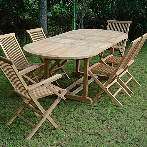 Teck'Attitude Salon de Jardin en Teck Massif Castiglione, 6 Places