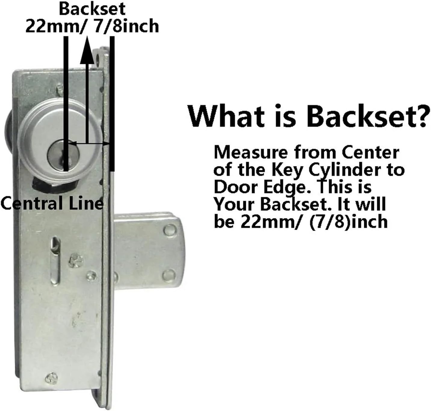 Lockset Aluminum Invisible Mortise 2 Door Locks 22mm Hook Straight Deadbolt Storefront Lock Copper Core Iron Key Door Hardware(Straight Deadbolt)