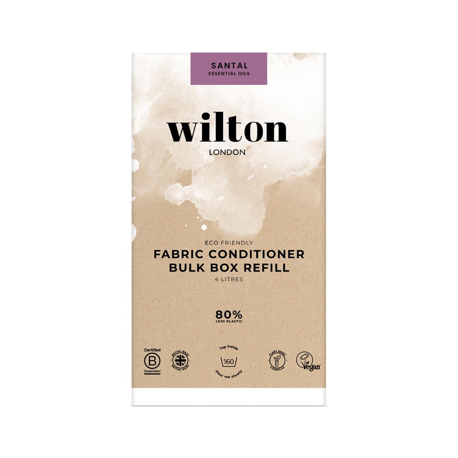 Wilton London Santal Eco-Friendly Gentle Fabric Conditioner 160 Washes (4L) Refill - Vegan Plant-Based Biodegradable Natural Fabric Softener - Packed with Essential Oils for Long Lasting Fragrance