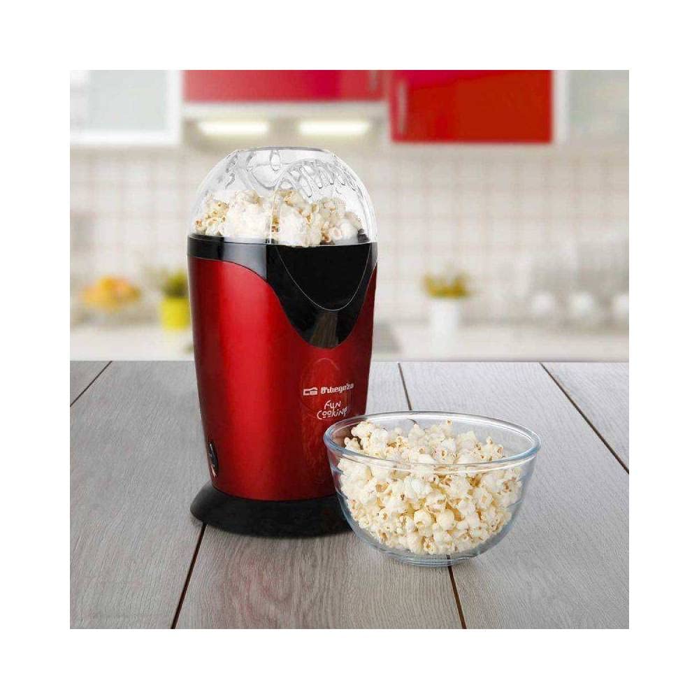 Orbegozo PA 4300 - Macchina per popcorn portatile, senza olio, funzionamento rapido, secchio di misurazione, 1000 W, rosso metallizzato