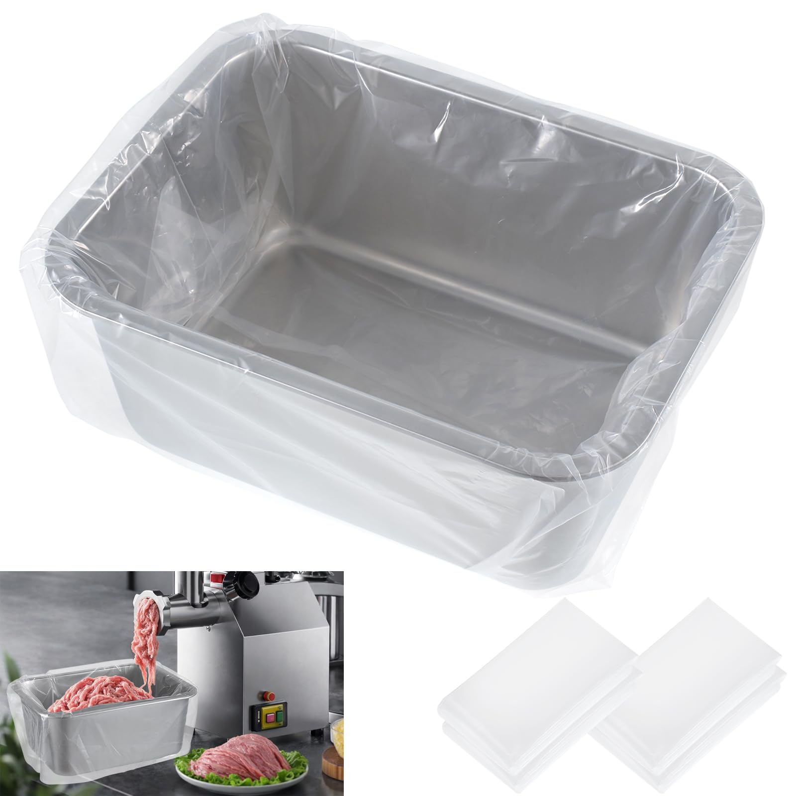 Photo 1 of 100 Pack Disposable Poly Lug Liners 23" x 23" Heavy Duty Thick Plastic Meat Lug Liners 2.5 Mil Food Basket Bag for Meat Processing & Mixing Plastic Flat Transport Bag for Instant Cleanup
