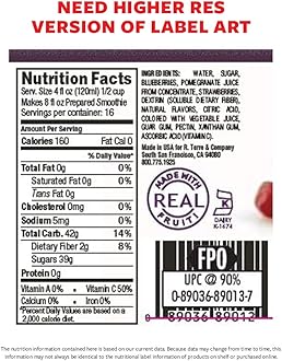 Torani Real Fruit Smoothie Mix, Blueberry Pomegranate, 64 Ounce