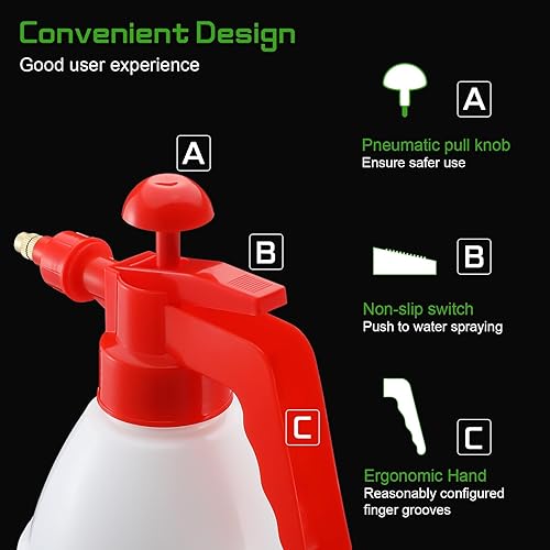 Miniatura 5 de Pulverizador manual de jardín de 27 onzas, pulverizador manual de jardín con boquilla de latón de seguridad ajustable, botella de agua a presión de