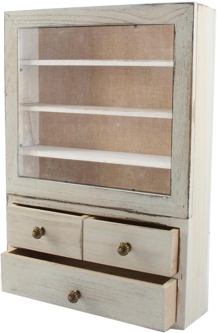 11X16 Shadow Box Frame with 3 Drawer 3 Removable Shelfs–Wooden Acrylic Display Cases, for Wall Mount and Tabletop Display Picture Flower Keepsake (White)