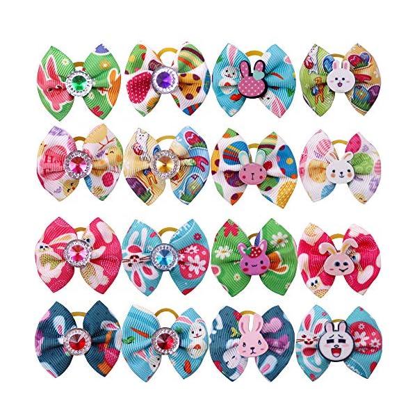 20Pcs10pairs-Dog-Hair-Bows-for-Easter-Dog-Rhinestone-Bows-with-Rubber-Bands-Rabbit-Eggs-Styles-Puppy-Dog-Bows-Topknot-Dog-Grooming-Accessories Easter Dog Hair Bows with Rhinestones and Rabbit Eggs Styles
