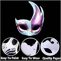 Vista 8 de 14 PCS DIY White Masks Paper Half Face Masquerade Masks Craft Mardi Gras Mask Paintable Blank Halloween Party Mask