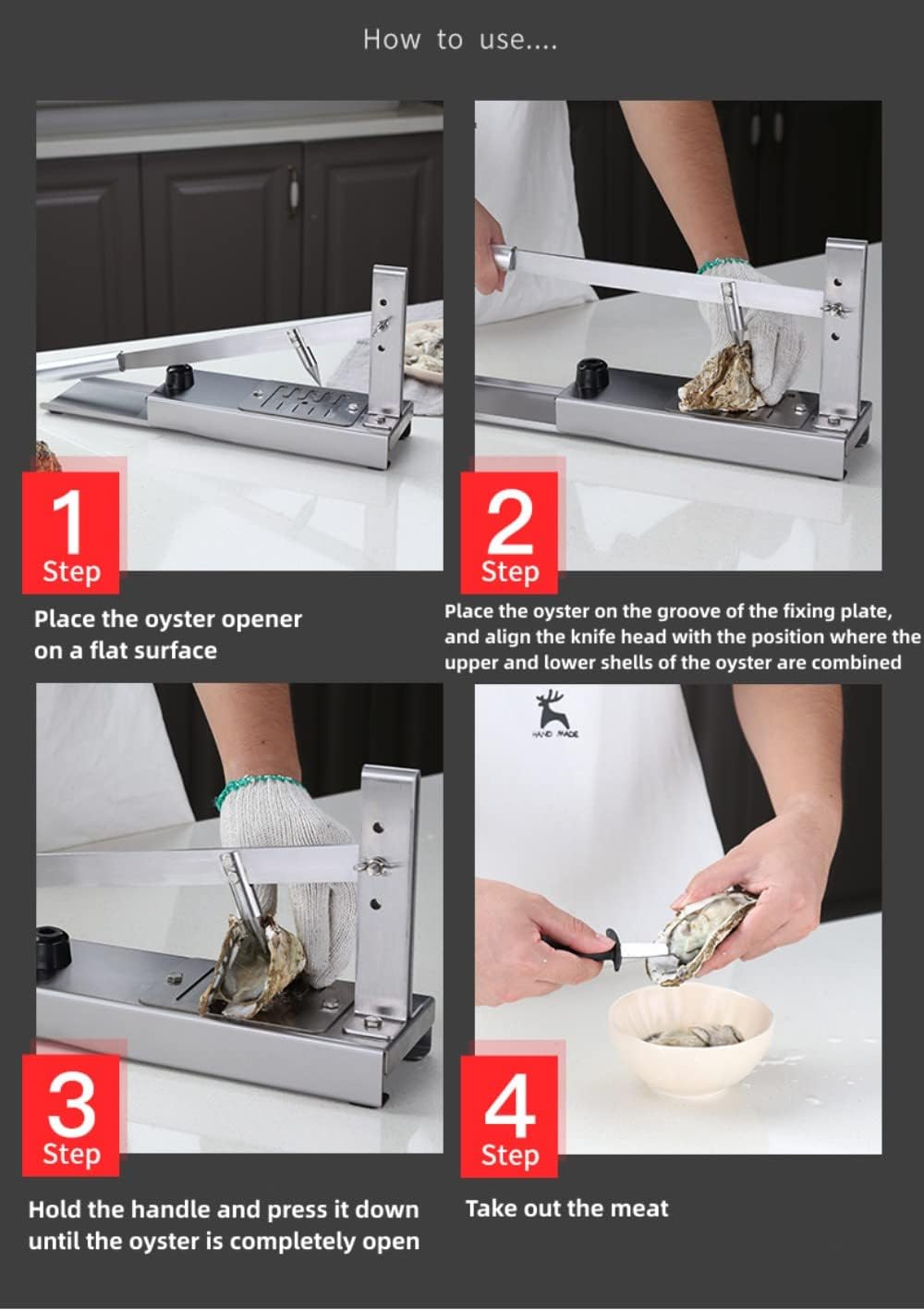Stainless Steel Vertical Oyster Shucker Adjustable Oyster Clam Opener Machine Heavy Duty Oyster Sheller Practical Tool for Hotel Buffets, Homes Gift