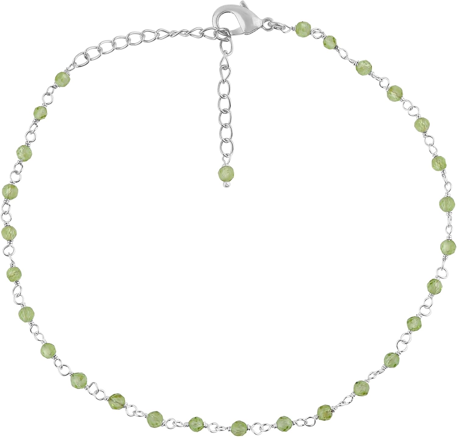 Natural Black Spinel Gemstones Beads Rosary Anklet, Silver Plated Anklet, Handmade Anklets, Rosary Chain, Ankle Bracelet, Birthday Women Gift, 9+1.50"