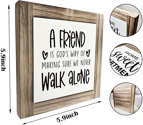 Miniatura 3 de Letrero cristiano, caja de madera con placas de escritorio, letrero de amistad, letrero de caja con citas de amigos, placa para decoración del