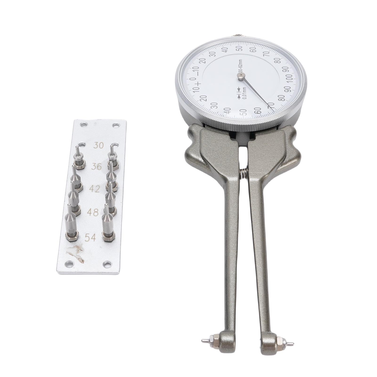 FTVOGUE Suwmiarka Wewnętrzna, Suwmiarka Wewnętrzna ze Stopu Aluminium 30–62 Mm, Odczyt 0,01 Mm, głębokość 75, 8 Wymiennych Głowic do Warsztatowego Pomiaru średnicy Otworu Wewnętrznego