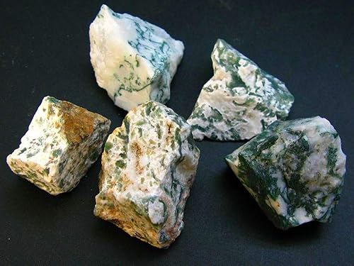 Miniatura 6 de Zenkeeper Piedra de cristal de ágata musgo cruda, de 1 libra, piedras preciosas en bruto, para pulir, taxar, pulido, envoltura de alambre, curación