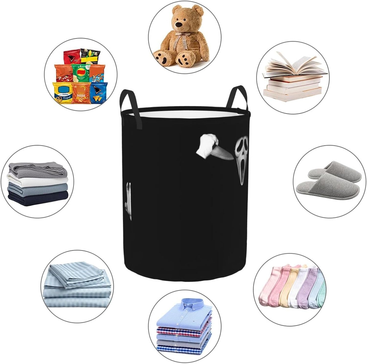 Scream Devil Black Laundry Basket Large Capacity Laundry Hamper Dirty Clothes Storage Basket Medium
