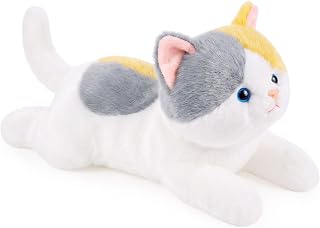 17.8 Inch Cat Plush Stuffed Animal Long Cute Cats Pillow Soft Doll Stuffed Cute Toys Animals Lover Gift Kid Birthday Holiday Party Favor(Calico Cat)