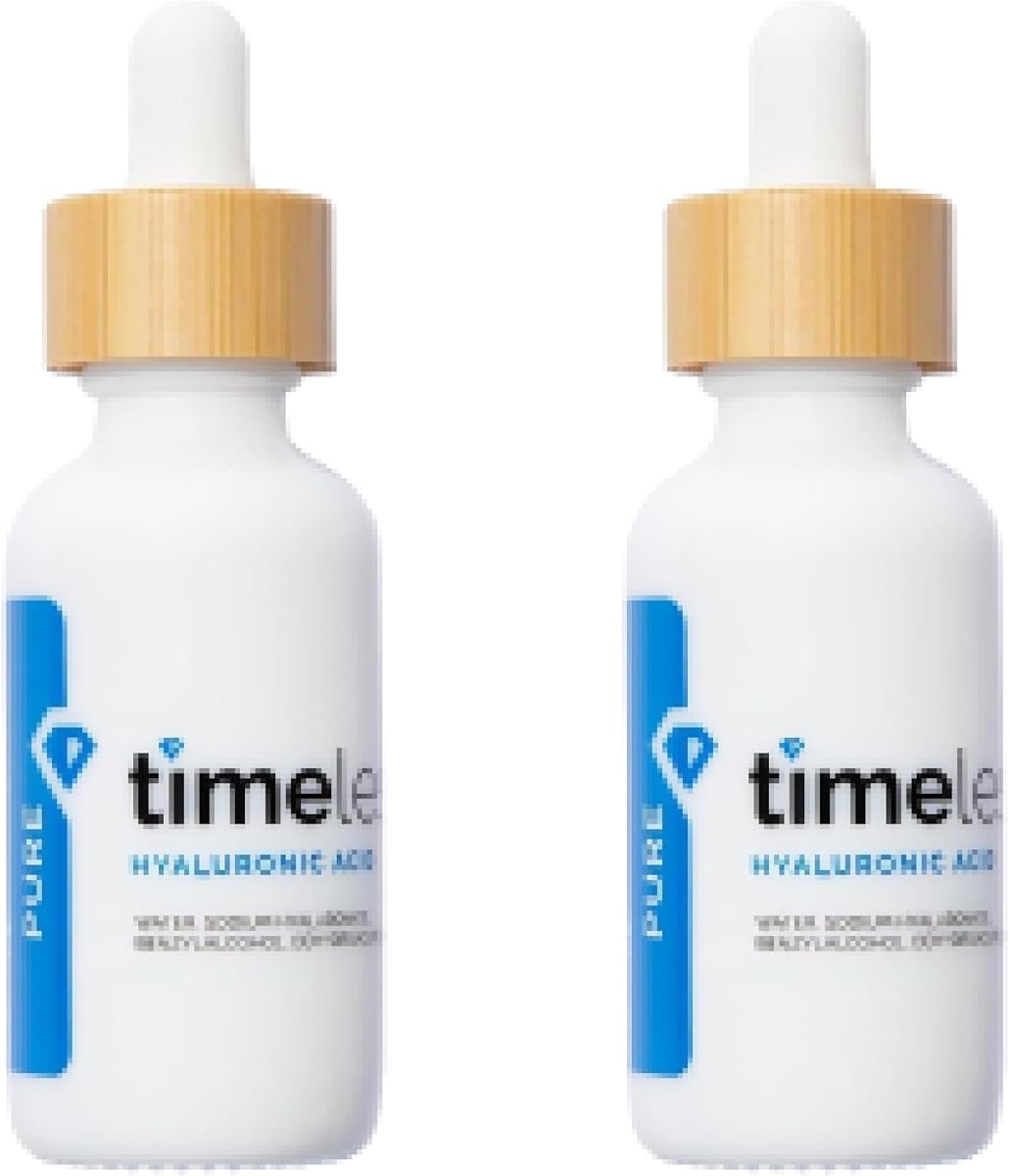 Timeless Hyaluronic Acid 100% Pure Serum, Hydrating, 2 fl oz, 2 Pack | Powerful Formula to Rehydrate and Boost Moisture Levels, Relieves Appearance of Tightness, All Skin Types